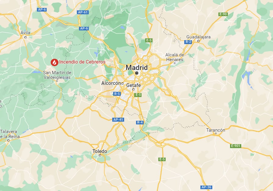 Google te avisa de los incendios más cercanos.