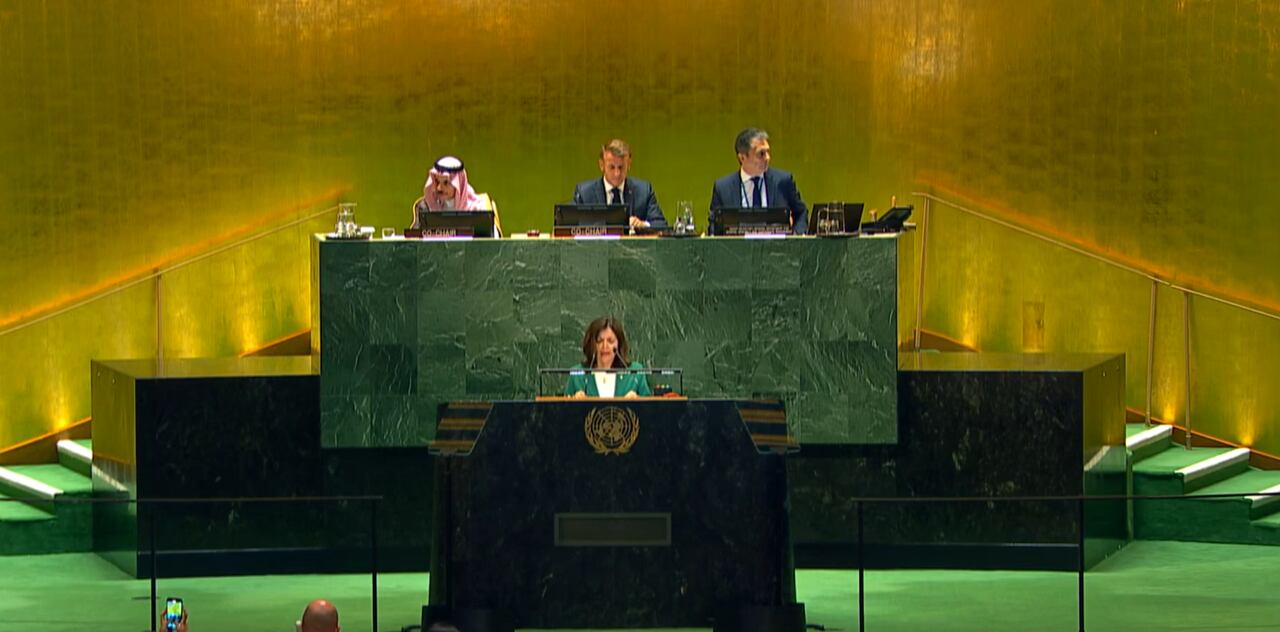 Imma Tor a la Conferència d'Alt Nivell sobre Palestina celebrada a la seu de l'ONU aquesta passada nit.