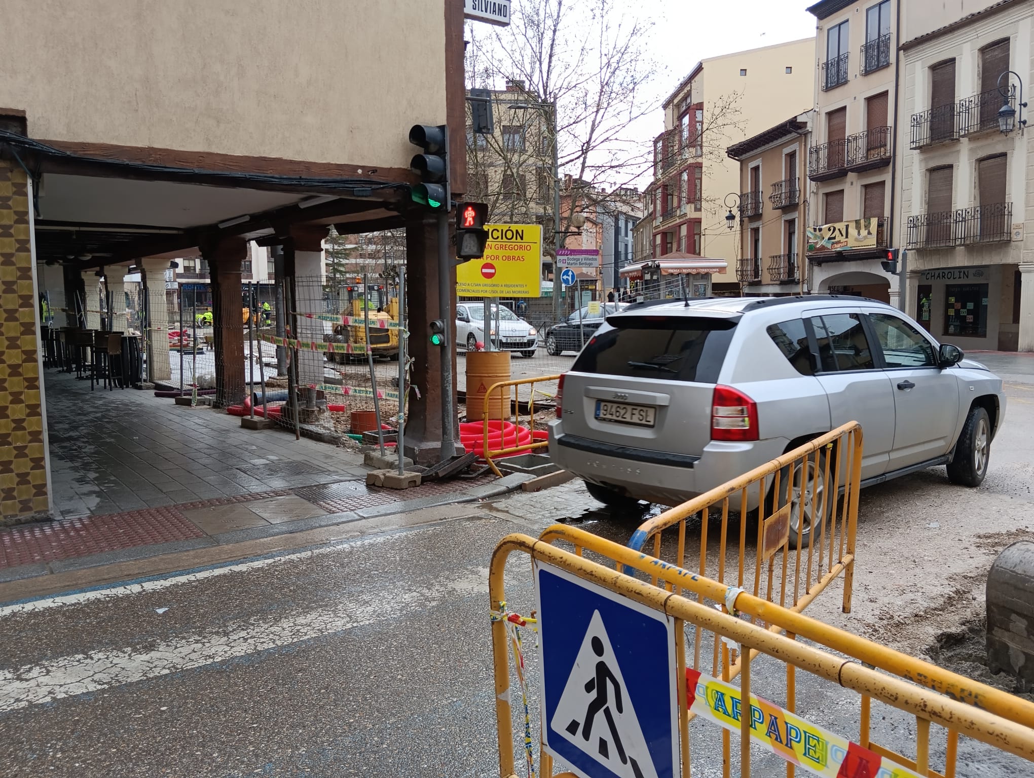 Señalización de las obras de la Plaza de la Virgencilla