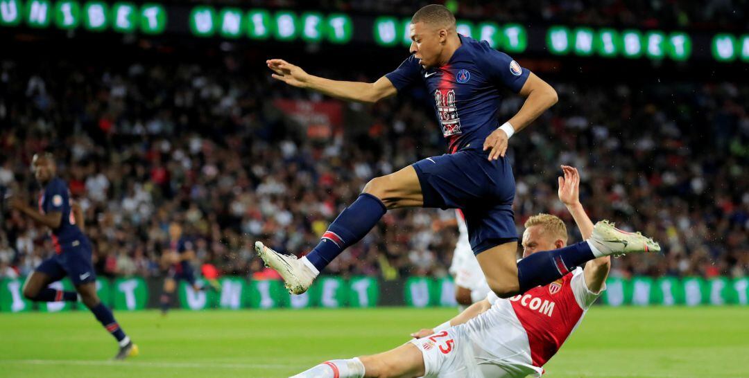 Mbappé, durante el partido ante el Mónaco