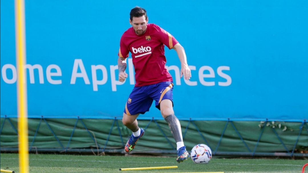 Messi, en el entrenamiento con el FC Barcelona