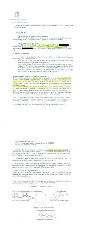 Detalle del contrato de Acción Social con Tech Data Comunicación Alicante