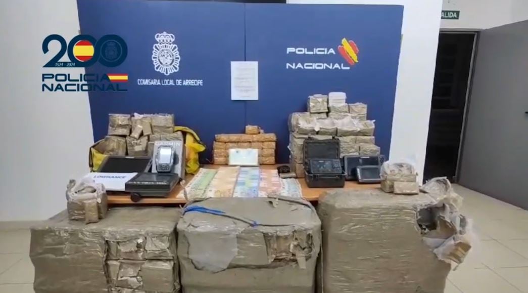 La droga incautada a los seis detenidos en en Lanzarote por introducir droga a través de Órzola.