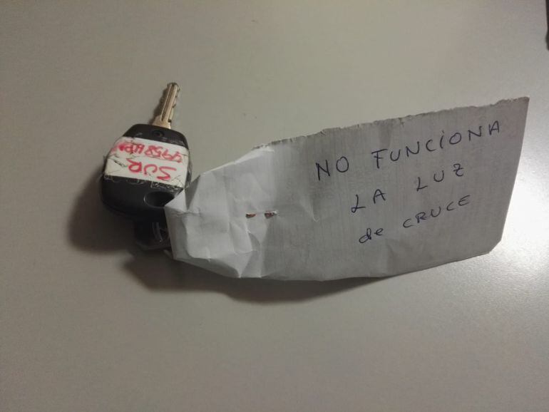 Llave de uno de los vehículos de la Policía Local de Elda 