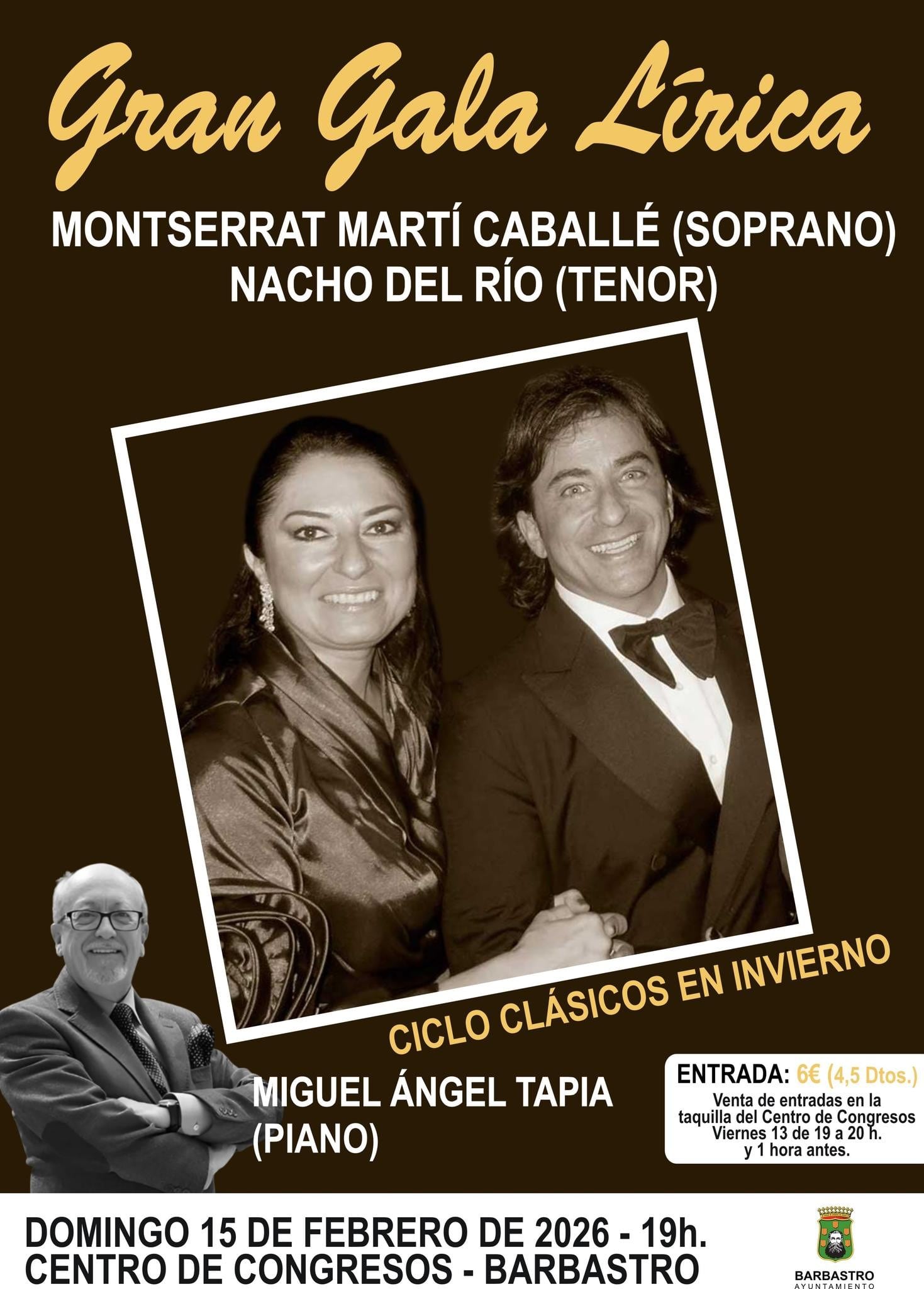 Montserrat Martí, Nacho del Río y Miguel Ángel Tapia actúan en Barbastro