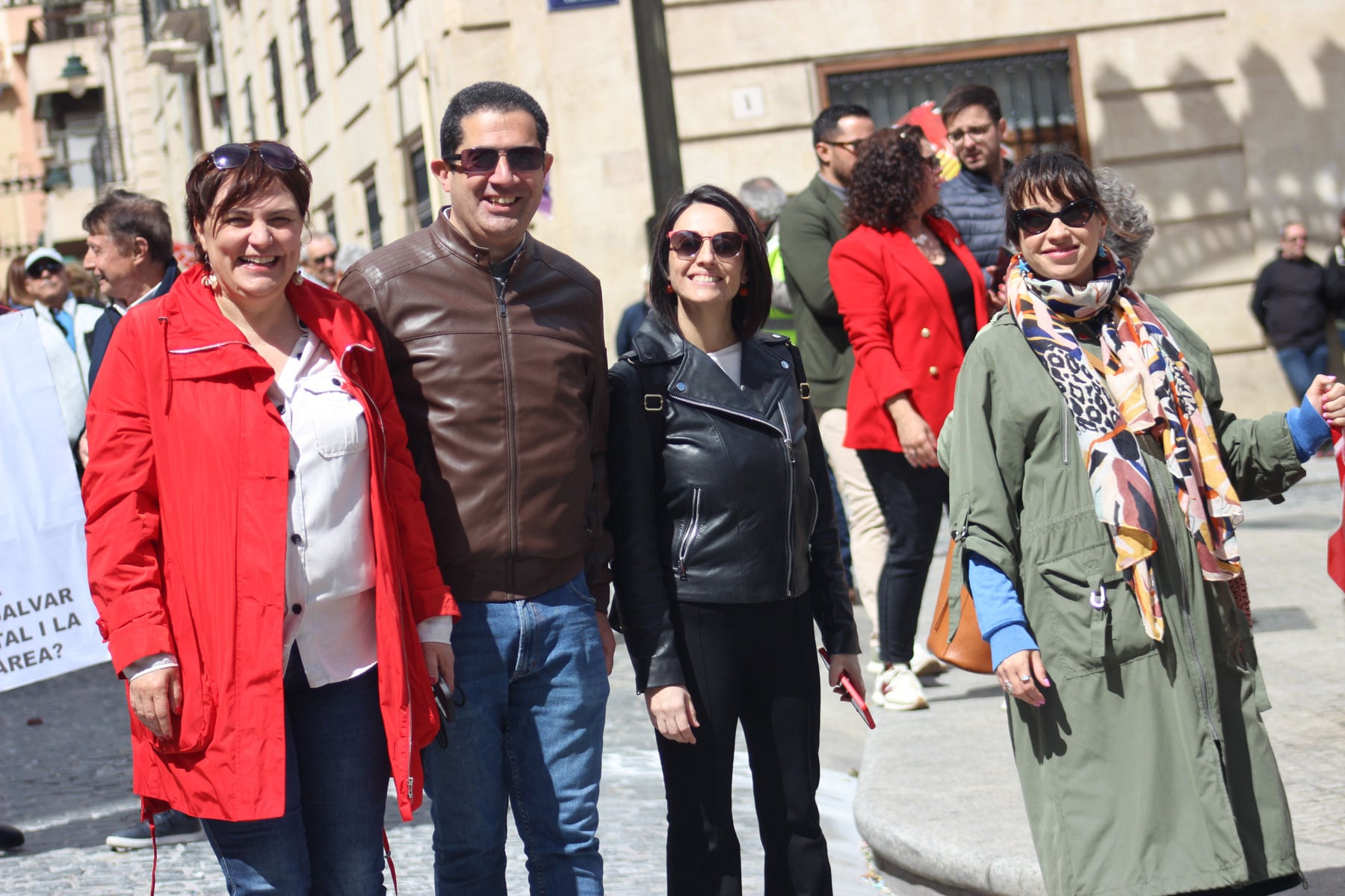 Patricia Blanquer, Toni Francés, Rebeca Torró y María Baca, durante la manifestación del 1 de Mayo