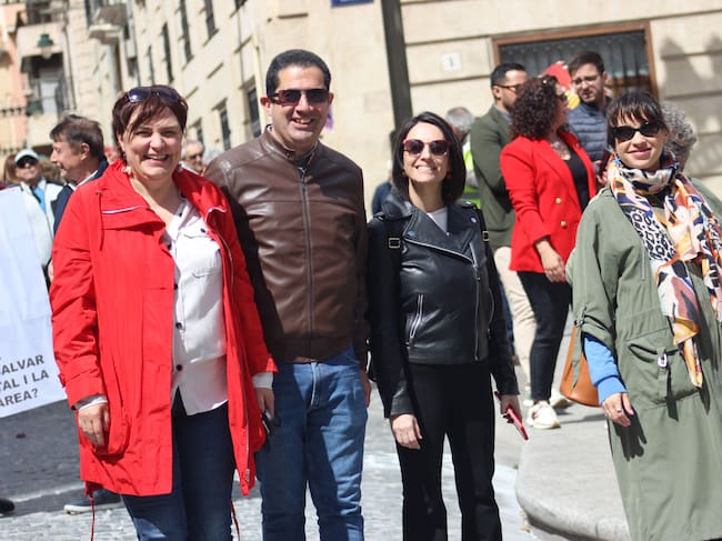 Patricia Blanquer, Toni Francés, Rebeca Torró y María Baca, durante la manifestación del 1 de Mayo