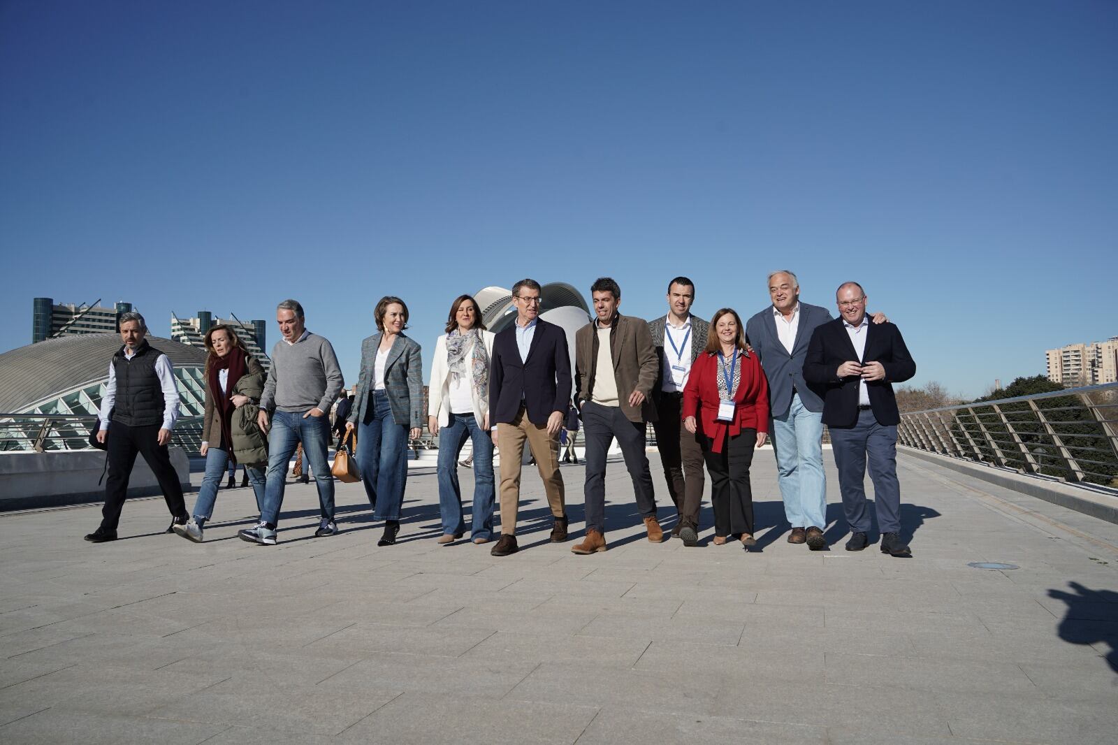 Los líderes del PP y del PPCV a su llegada este sábado a la Intermunicipal de València.