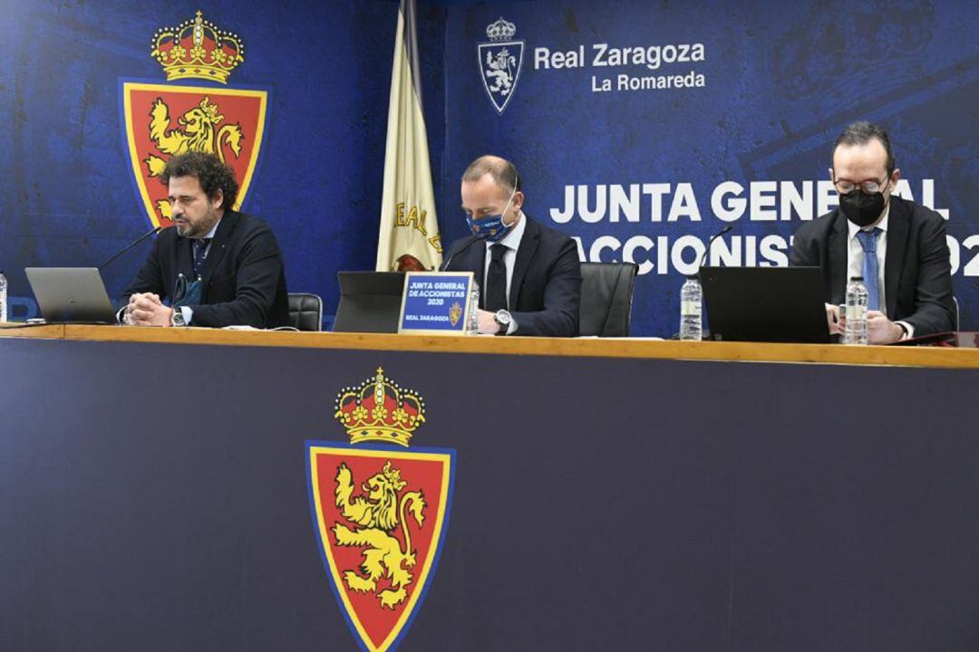 Responables del Real Zaragoza en la última Junta Geneal de Accionistas