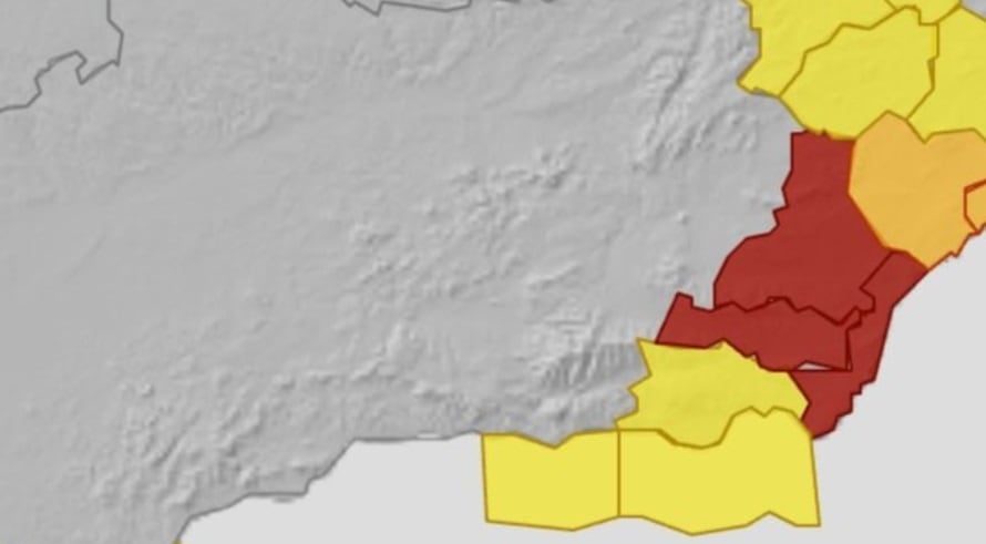 Alerta roja por lluvias en parte de la provincia de Almería (AEMET)