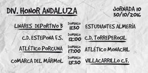 Partidos de la d&eacute;cima jornada de la Divisi&oacute;n de Honor Andaluza.