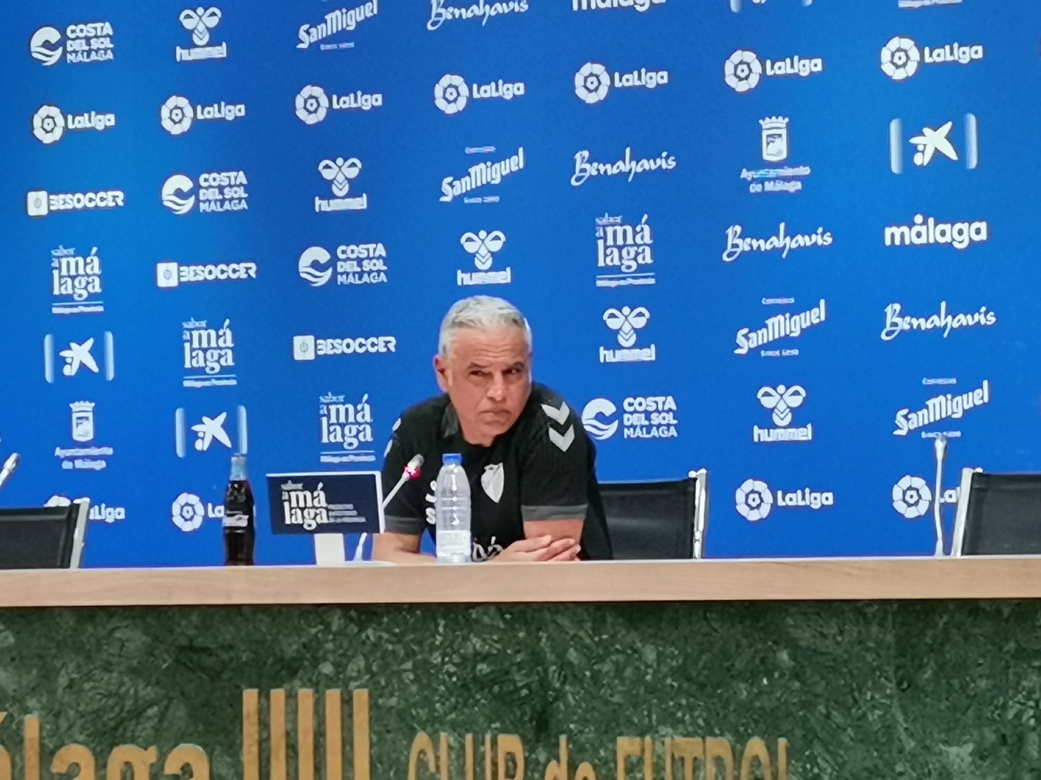 Sergio Pellicer, en la sala de prensa de La Rosaleda