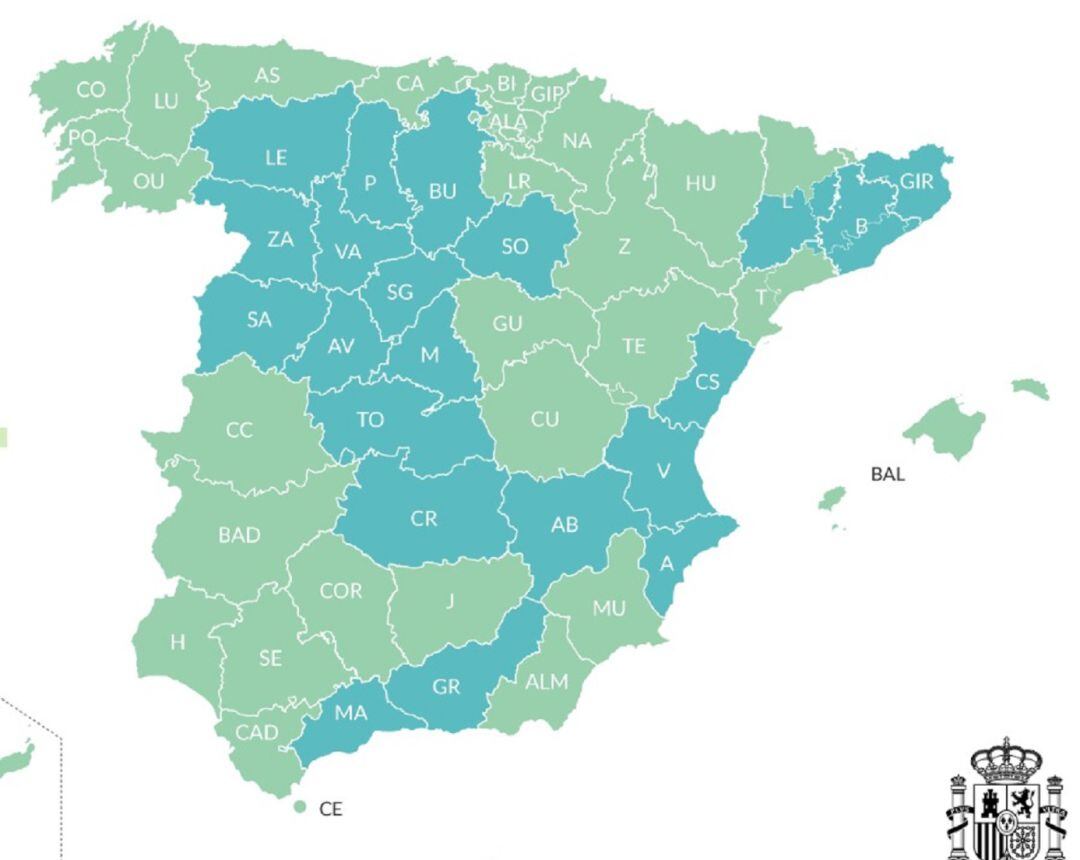 Provincias en Fase 1 y 2 desde este lunes