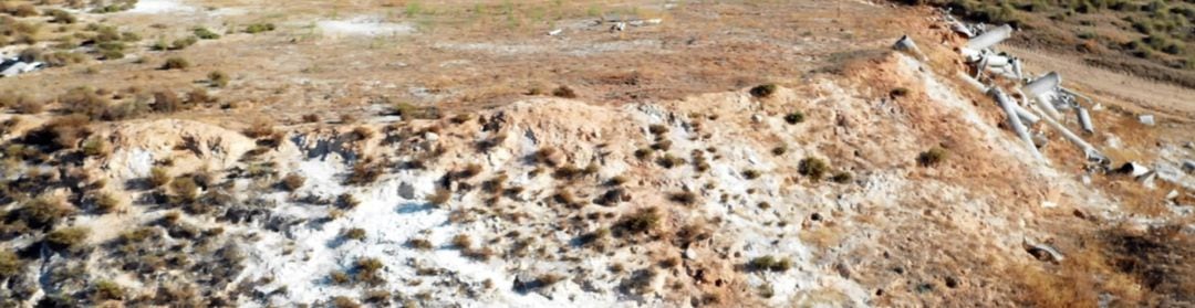 Vista aérea del foco número seis de la parcela en la que sella el amianto la empresa Tragsa 