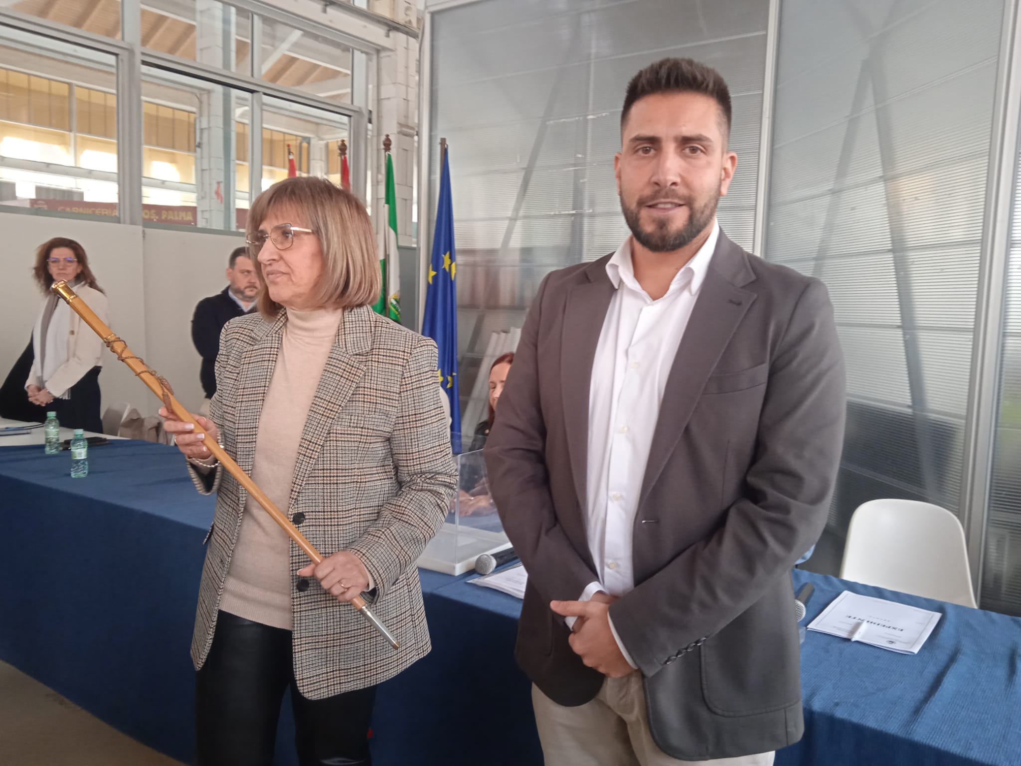 María Victoria Paterna y Víctor Manuel Pedregosa tras la moción de censura en el Ayuntamiento de Peñarroya