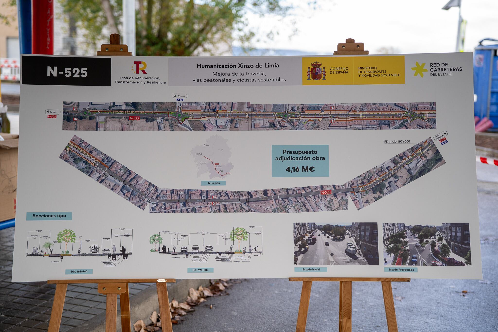 Cartel do proxecto de humanización da N-525