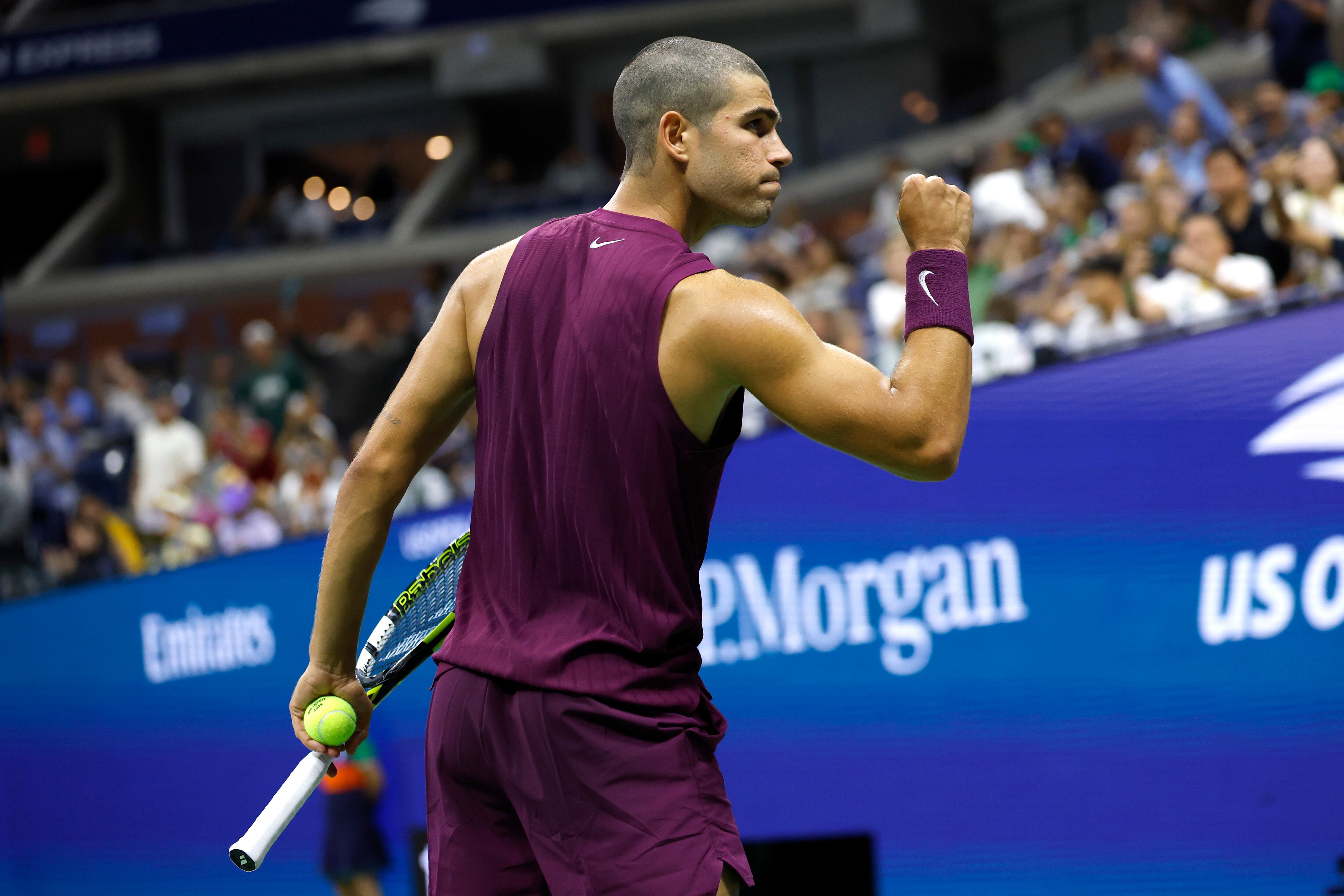Carlos Alcaraz durante el partido contra Opelka en el US Open 