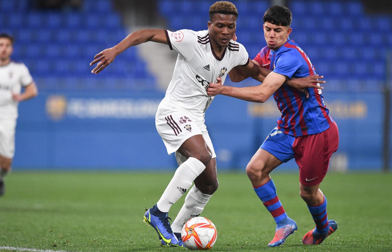 Emmanuel Attipoe, durante un partido ante el Barça Atlètic el curso pasado / Albacete Balompié