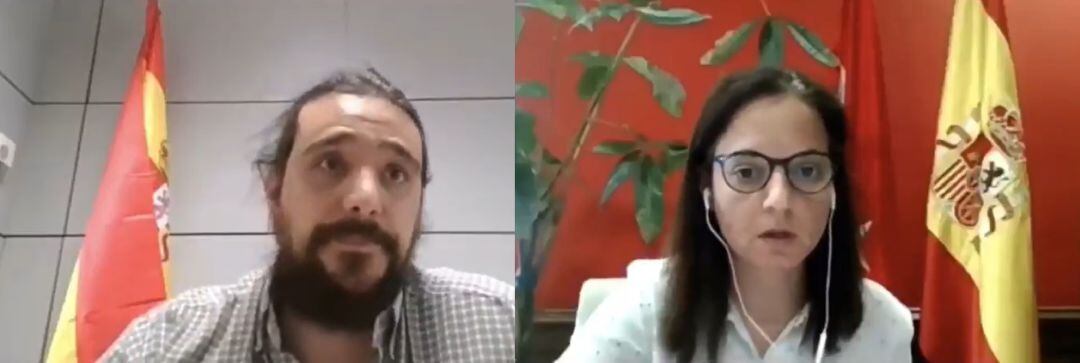 Ignacio Díaz Lanza (VOX) y Sara Hernández (alcaldesa), durante sus respectivas intervenciones en el pleno de este miércoles.