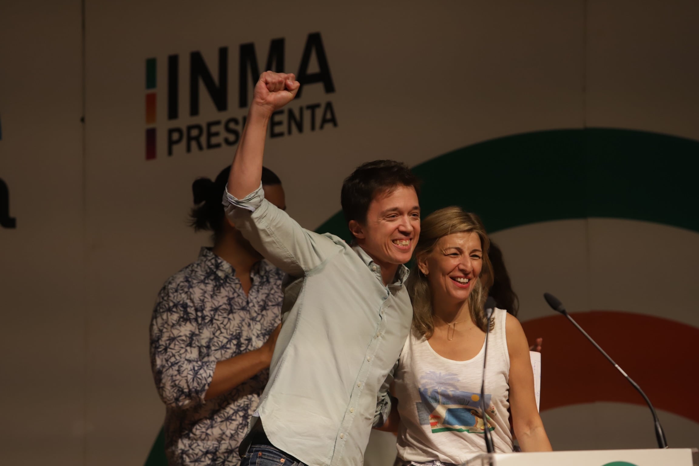 Yolanda Díaz con Íñigo Errejón en un acto en Málaga.