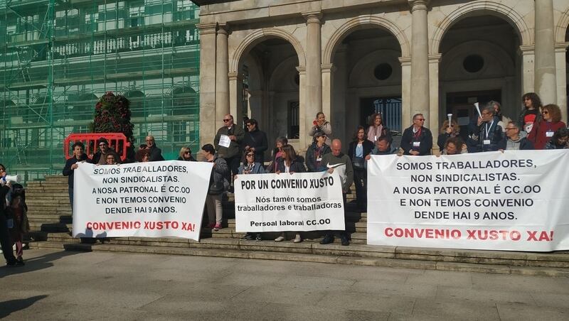 Los trabajadores del sindicato se han concentrado en Ferrol