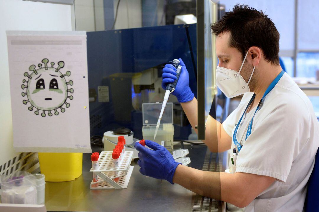 Un técnico de laboratorio del Hospital Pío del Rio Hortega de Valladolid, analiza pruebas PCR,