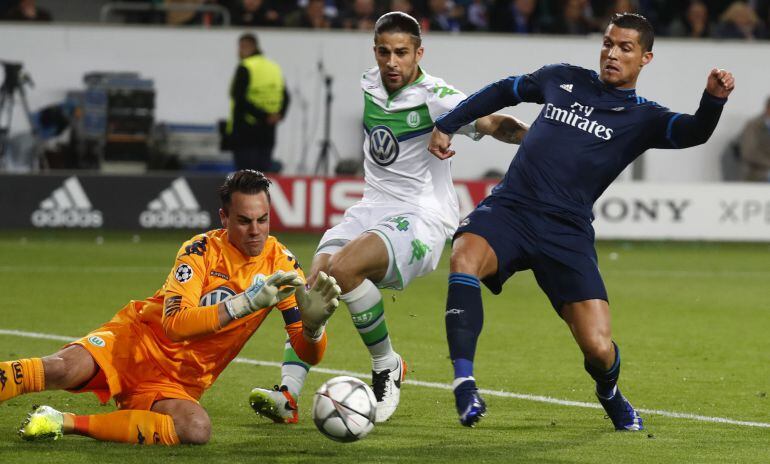 Cristiano Ronaldo, en el encuentro de ida de los cuartos de final de la Champions.