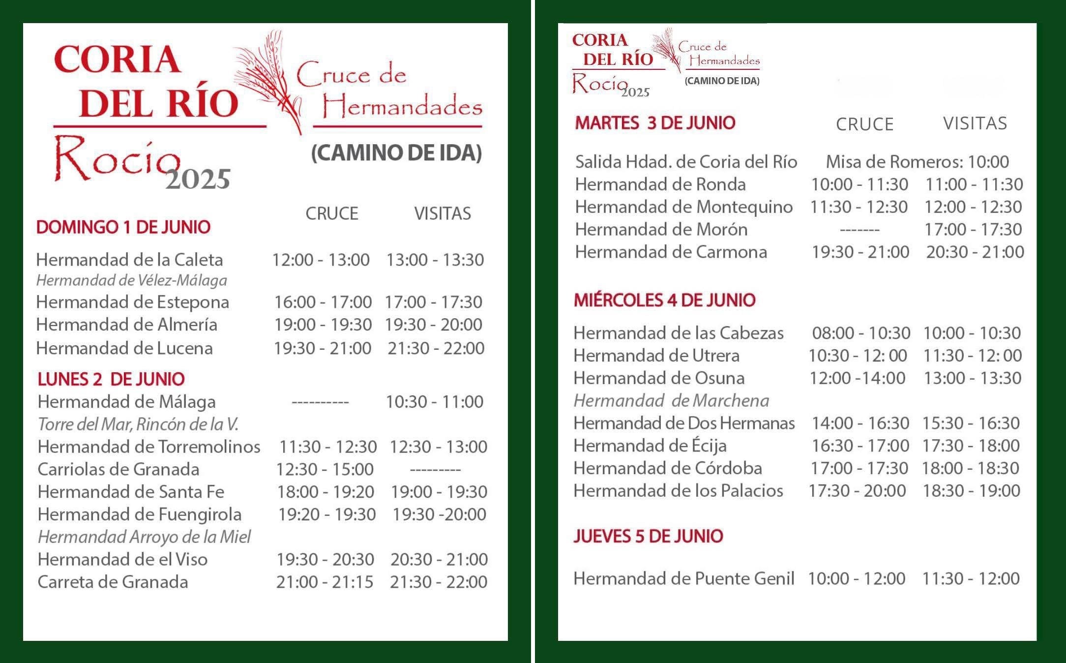 Cruces de hermandades del Rocío por Coria del Río en 2025