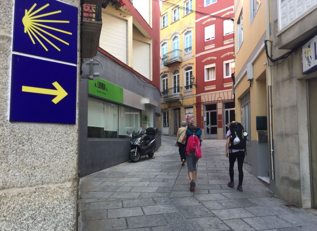 Señalización del Camiño Portugués da Costa a su paso por A Guarda.