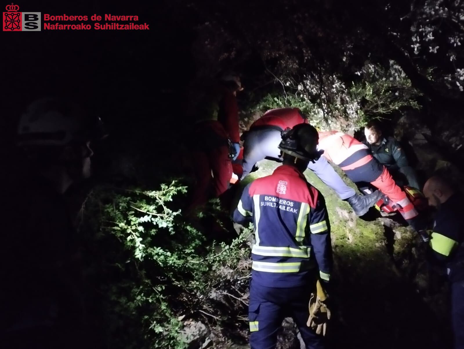 Intervención Bomberos y Bomberas Navarra para rescatar a dos escaladores accidentados en Etxauri