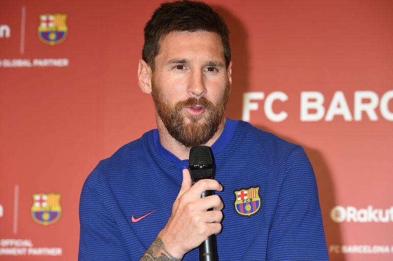 Leo Messi durante su rueda de prensa en Japón 
