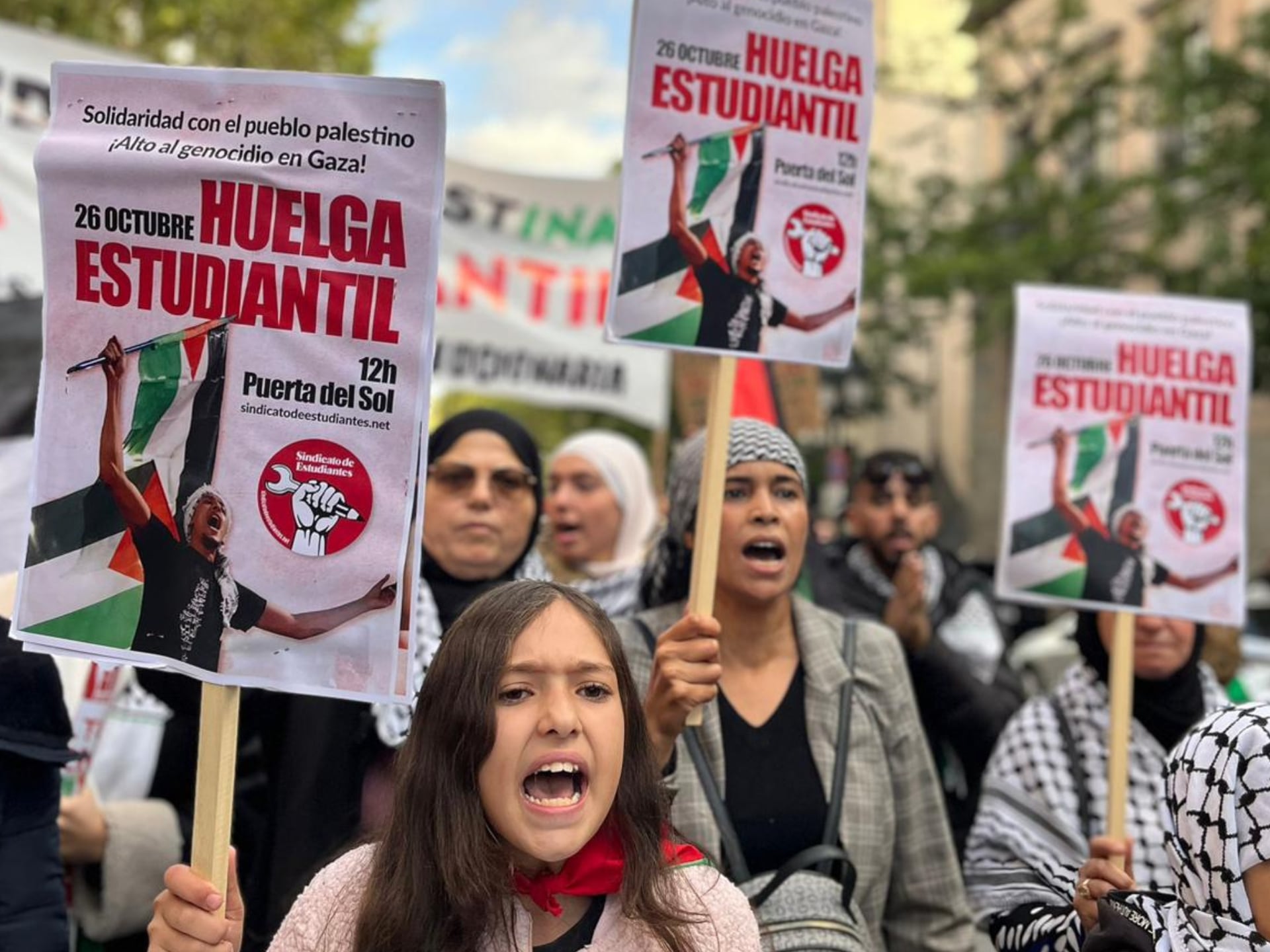 Los estudiantes españoles están llamados a unirse a la huelga en solidaridad con el pueblo palestino. Foto del Sindicato de Estudiantes.