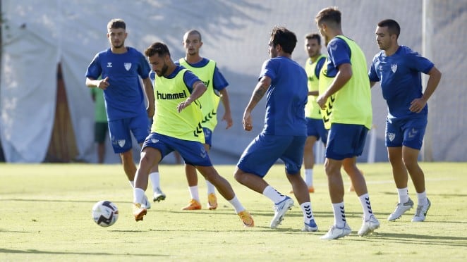 Jugadores del Málaga durante un entrenamiento