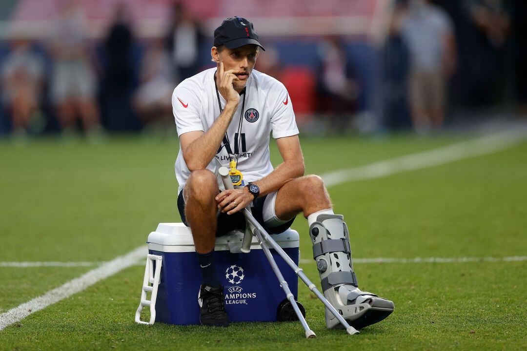 Tuchel, pensativo, en el último entrenamiento del PSG antes de la final