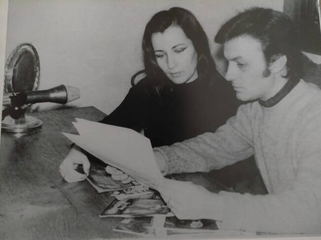 Marian Guerrero junto a José Luis Belmonte en los estudios de Radio San Sebastián