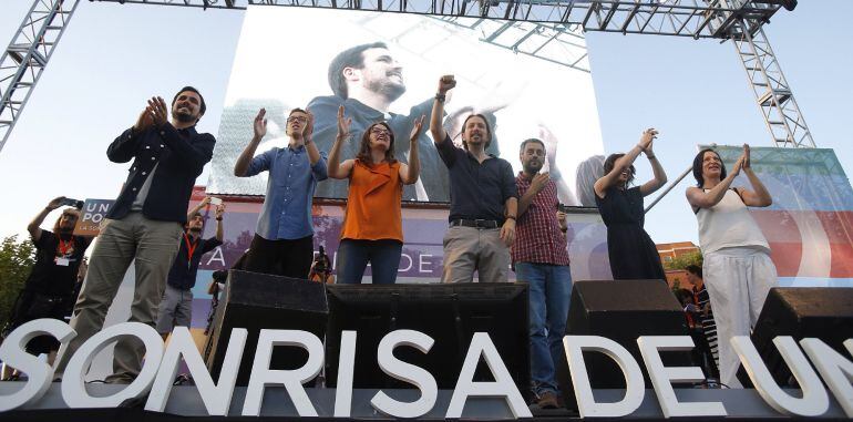 Mitin de cierre de la campaña electoral de Unidos Podemos en Madrid.