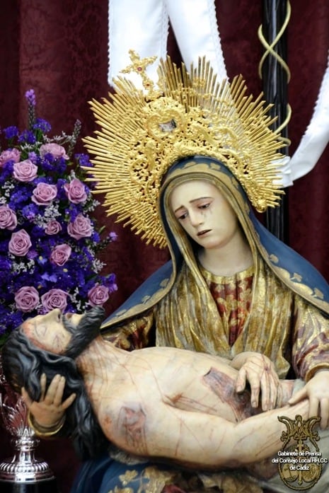 La Virgen de las Angustias de la Cofradía de El Caminito que procesiona cada Miércoles Santo.