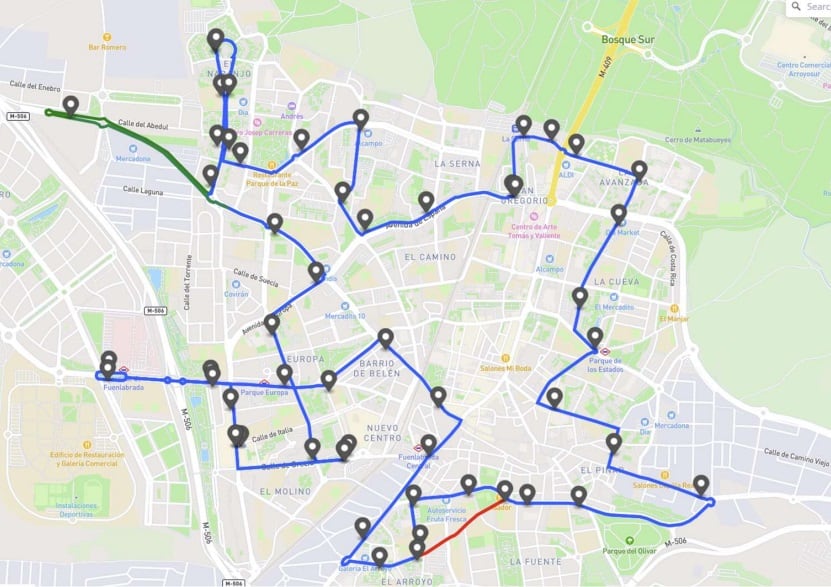 Nuevo itinerario de la L2 de autobús de Fuenlabrada