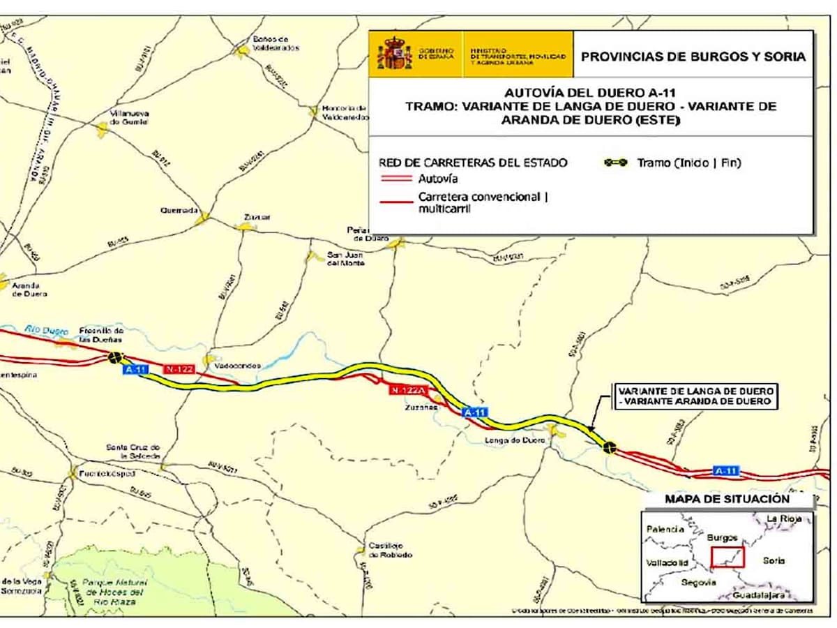 El Gobierno aprueba el proyecto de la A-11 entre Langa de Duero y Aranda de Duero