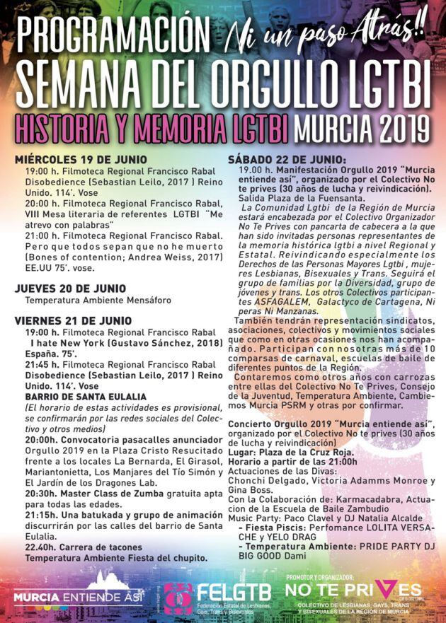 Programación Orgullo LGTBIQ Murcia 2.019