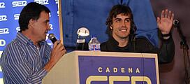 Fernando Alonso, en el programa especial de El Larguero en la Universidad Alfonso X