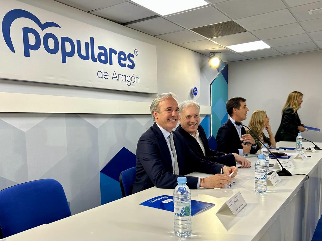 El presidente del PP de Aragón, Jorge Azcón, durante la Junta Directiva Autonómica