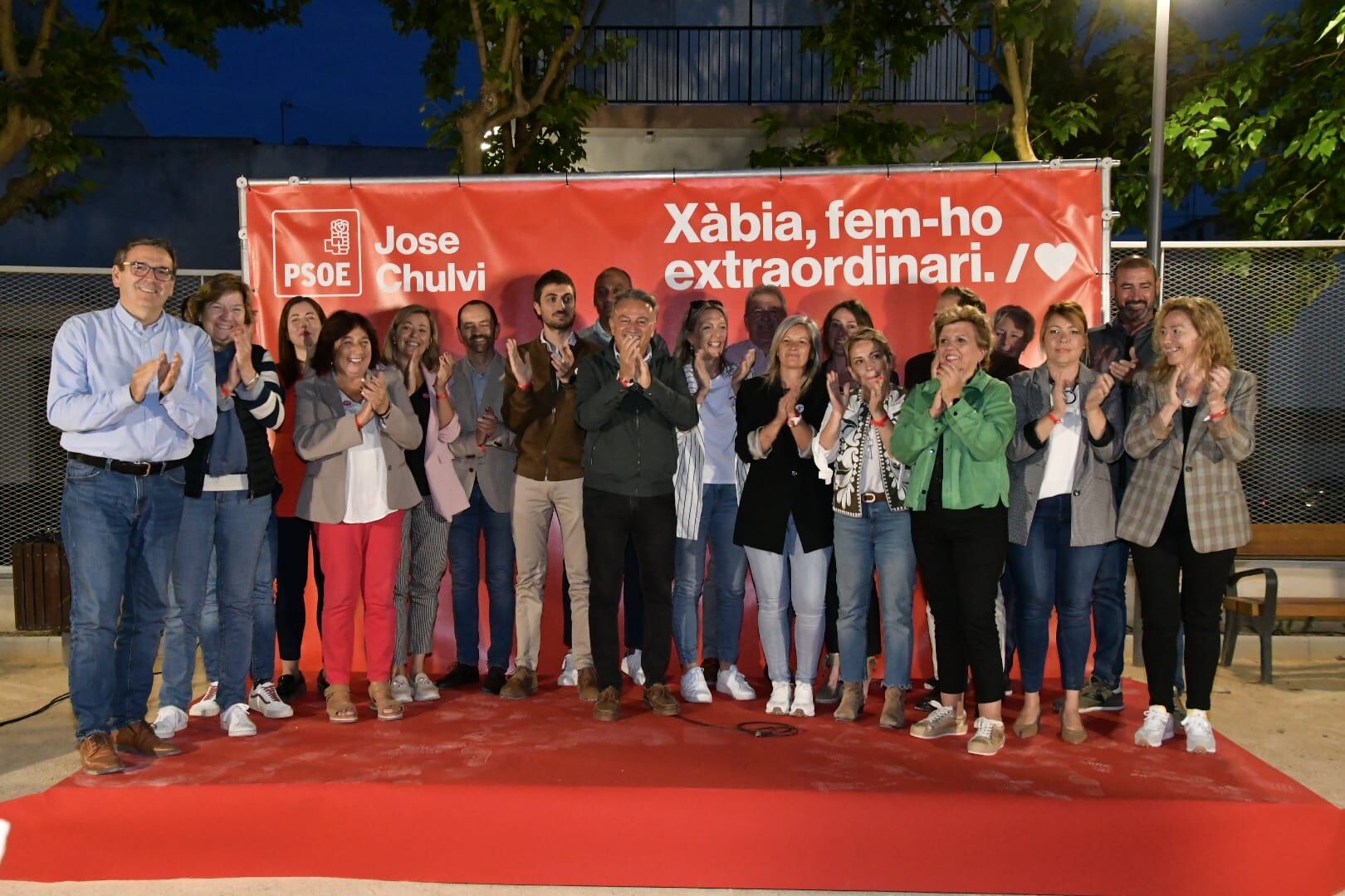 La candidatura del PSPV-PSOE de Xàbia a las elecciones municipales del 28 de mayo, en el mítin en el Freginal.