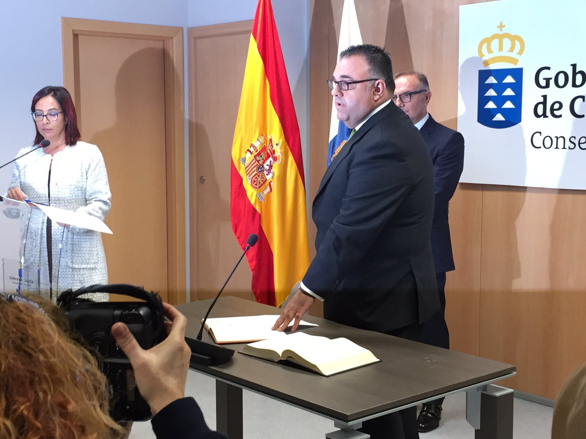 Conrado Domínguez durante su toma de posesión como director del Servicio Canario de la Salud