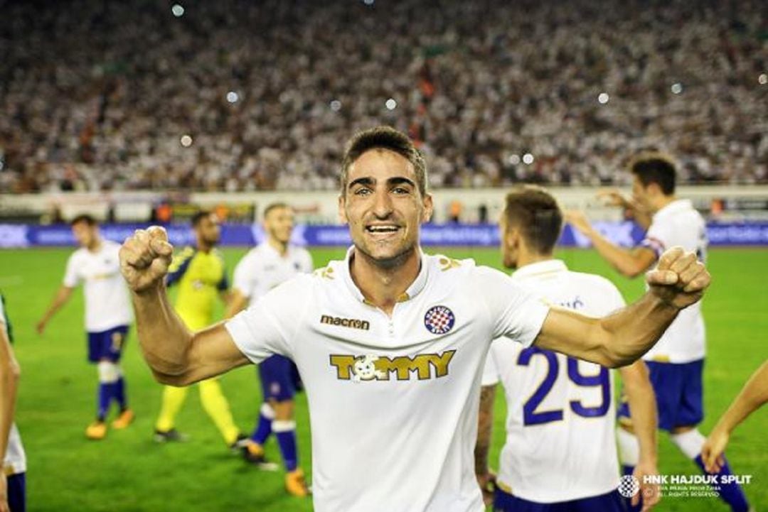 Borja López de celebración con el equipo croata.