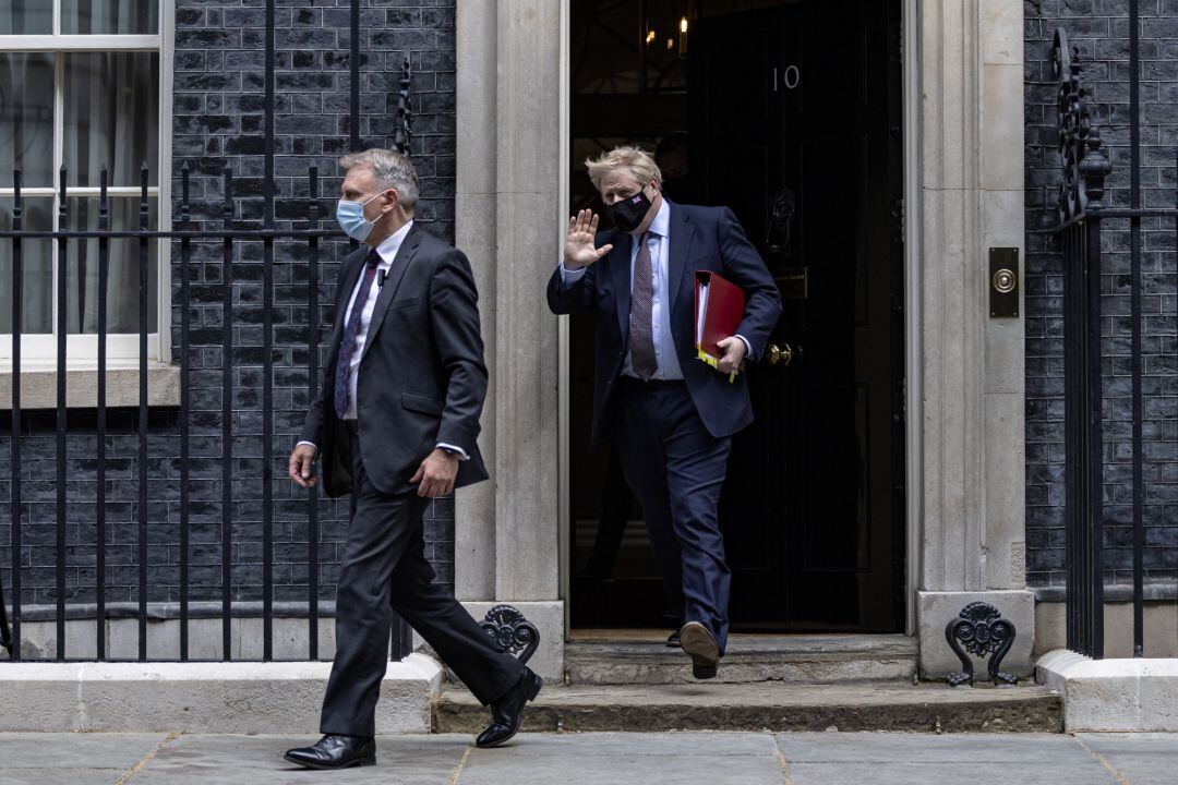 Boris Johnson, a la salida de su residencia oficial. 