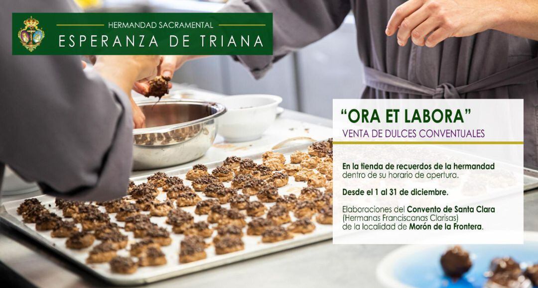 Cartel de la Esperanza de Triana para la venta de dulces conventuales en su tienda de recuerdos