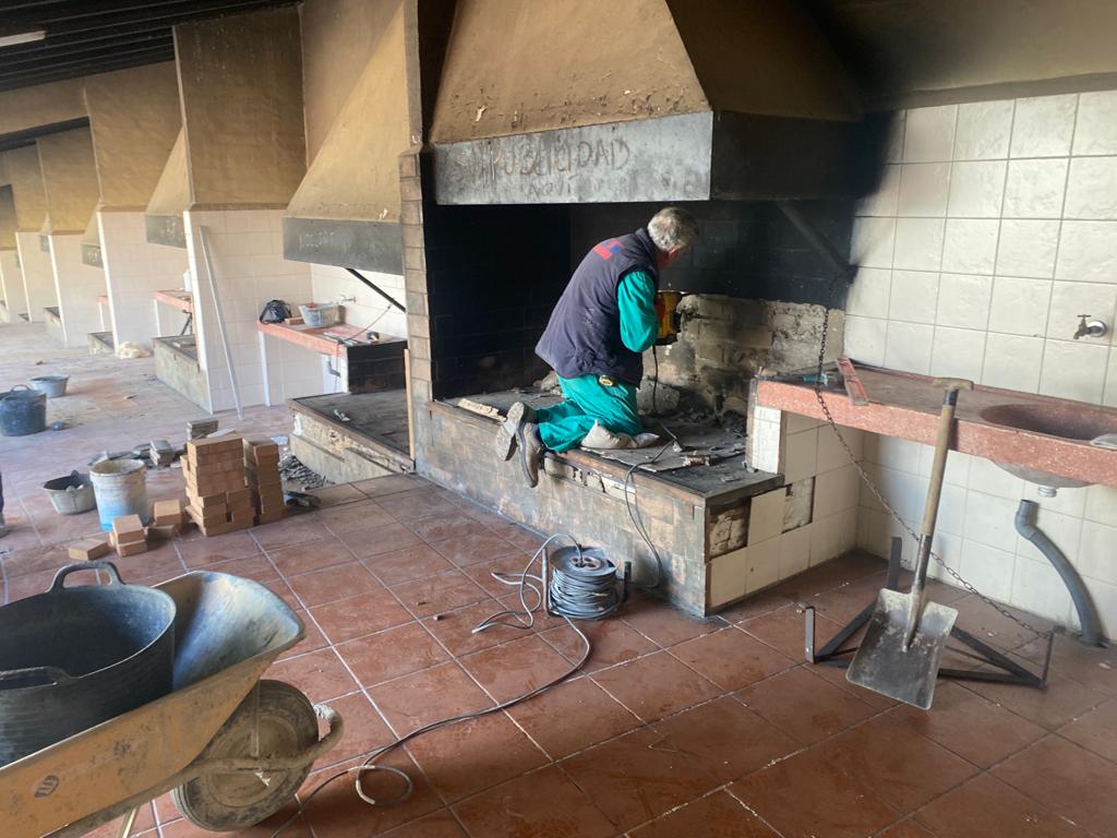 Trabajos en la zona de cocinas del Santuario