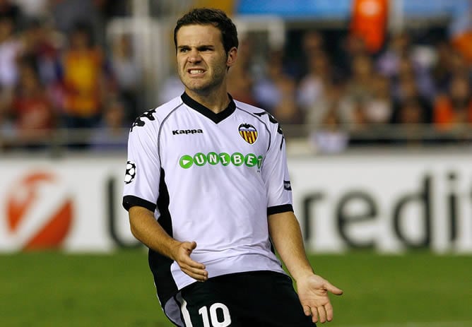 Juan Mata, durante el partido de la primera fase de la Liga de Campeones entre el Valencia y el Manchester United