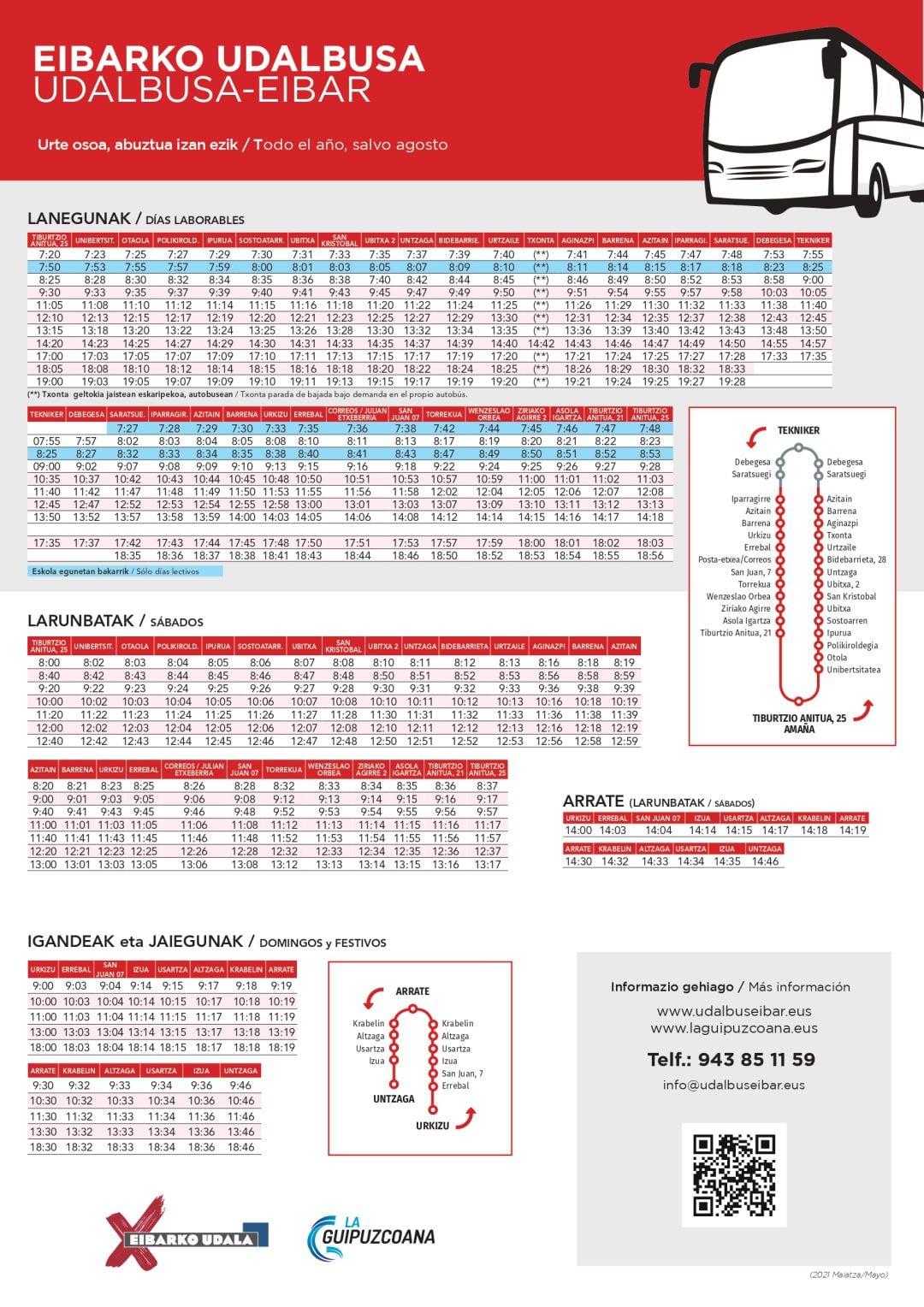 Nuevos horarios del Udalbusa